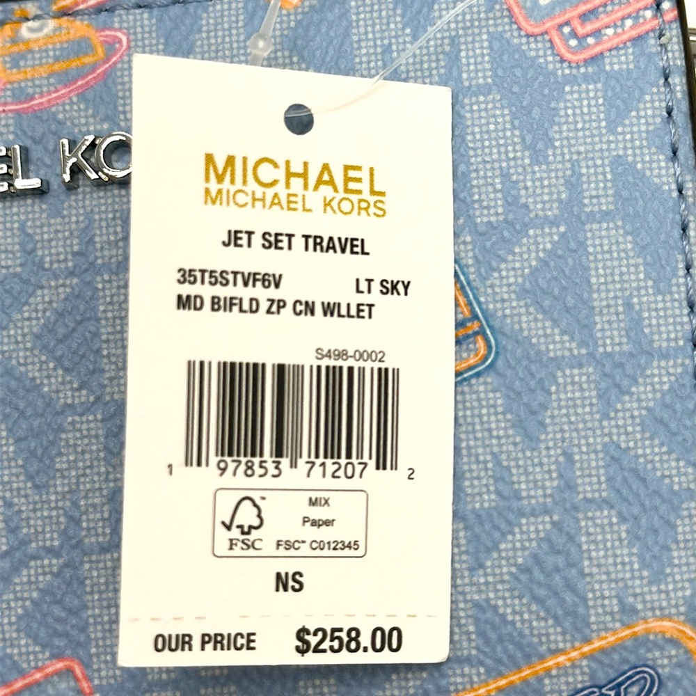 Michael Kors Jet Set Travel Medium Printed Signature Logo Bi-Fold Wallet - Picture 15 of 15